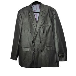 Vitali Men's Modern Fit Double Breasted Charcoal Textured Formal Blazer‎ Size 44